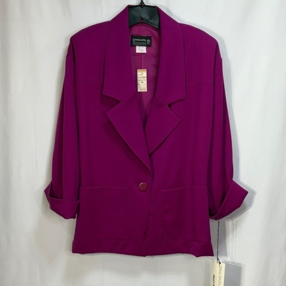 🦄 nwt 80s Carole Little wool Fuchsia Blazer for Women: